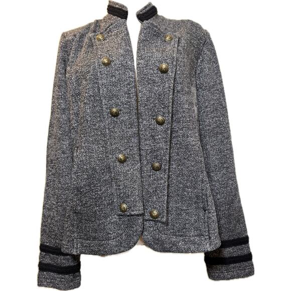 Women’s Tommy Hilfiger Band Military Open Front Jacket, XL, Gray/White Weave NWT - Picture 1 of 10